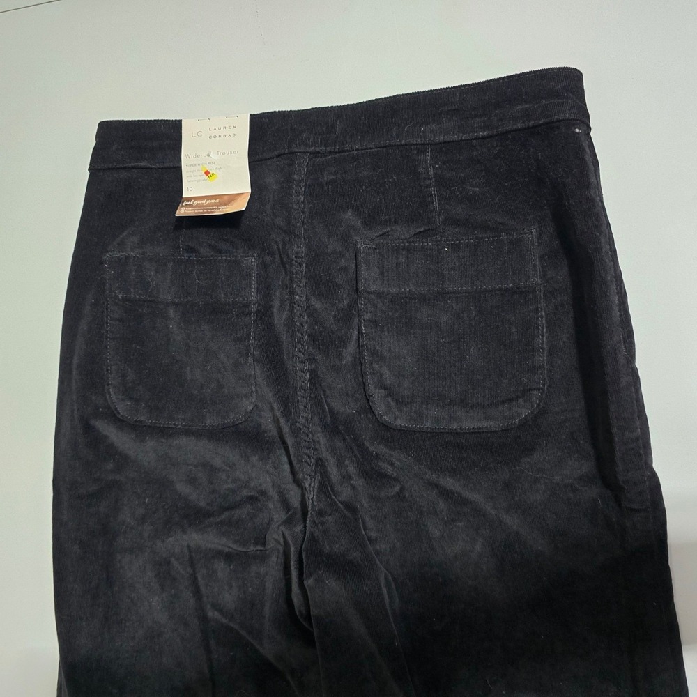 new LC Lauren Conrad Wide Leg  pants womens 10 Black Corduroy High Rise - Picture 6 of 7